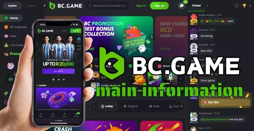 BC Game bonus code on a mobile device